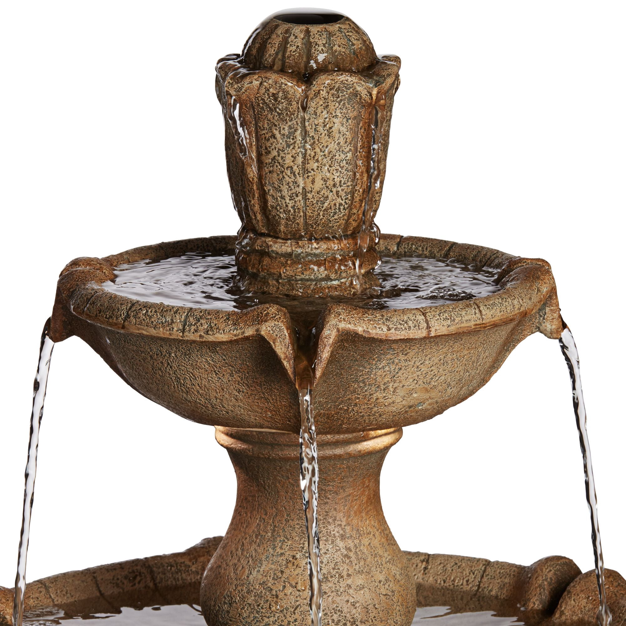 Arosco 43" High Large Italian Outdoor Decor Sand Stone Floor Fountain with Light LED 3-Tier Outside Garden Patio