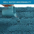 thumbnail image 7 of PrimeBeau Striped Chenille Bath Rugs Super Absorbent Non Skid Floor Mats Set of 2, Turquoise, 47 x 17 Plus 17 x 24 Inches, 7 of 7