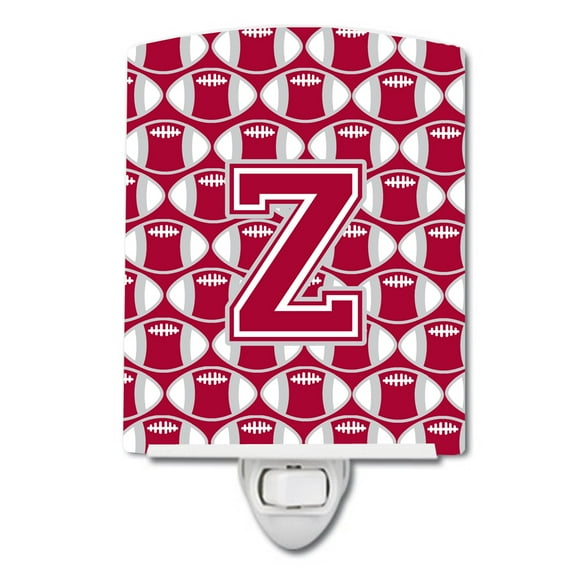 Letter Z Football Crimson, grey and white Ceramic Night Light