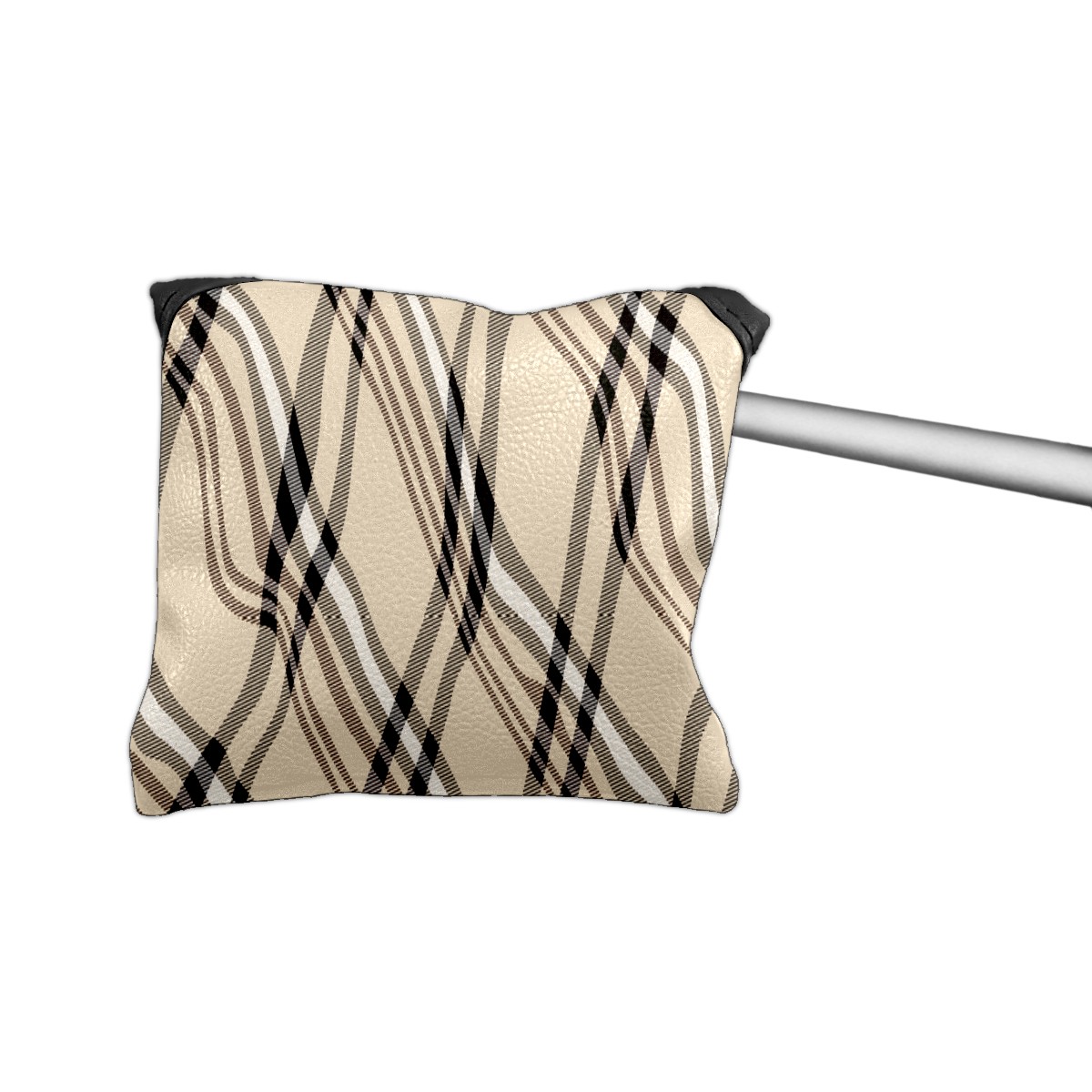 Golf Mallet Putter Cover Premium Leather Golf Putter Head Cover with Magnetic Closure, Golf Cover for Men and Women Khaki Plaid