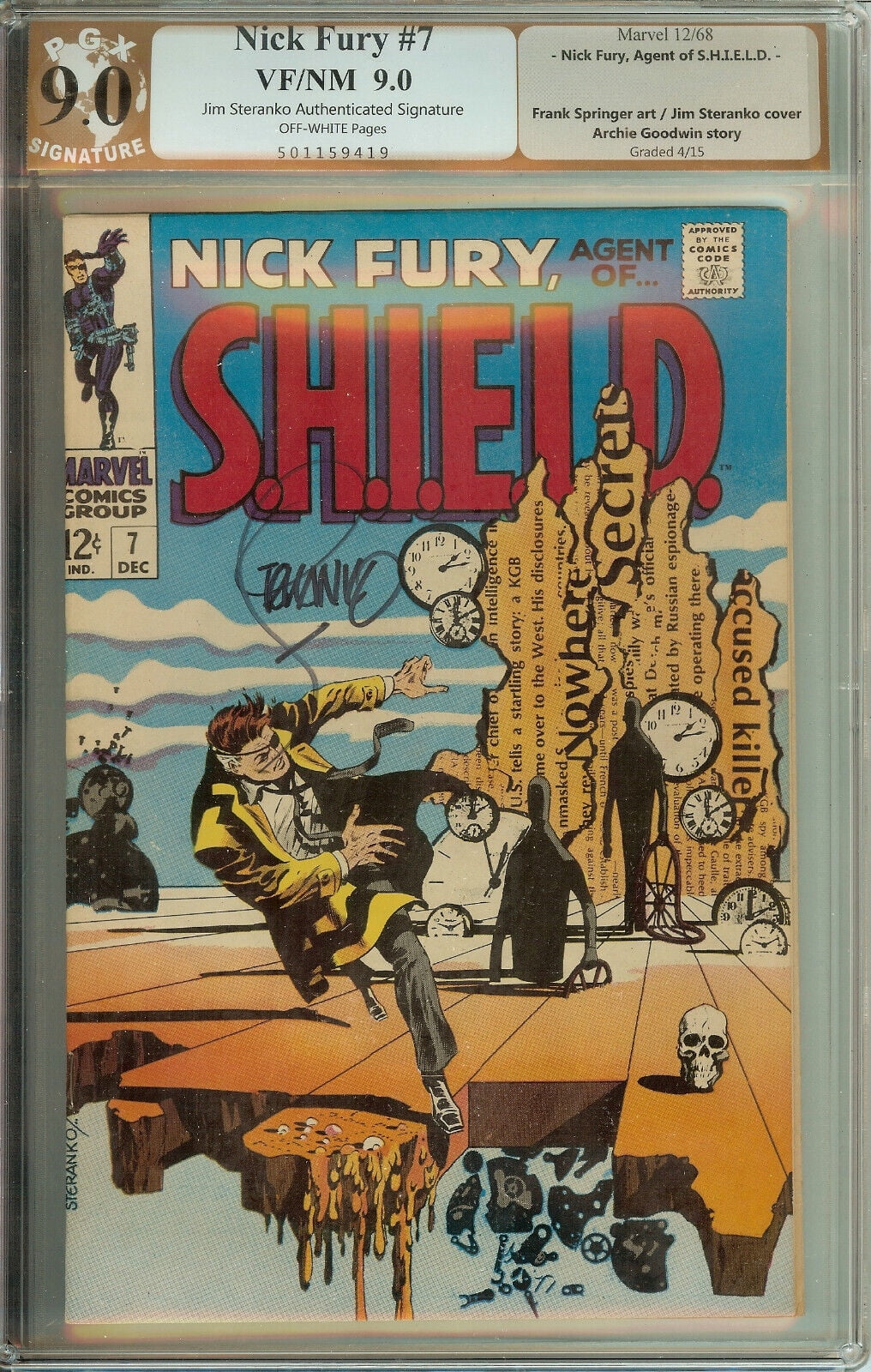 Nick Fury Agent of SHIELD #1 PGX 7.0 not CGC Signed Steranko