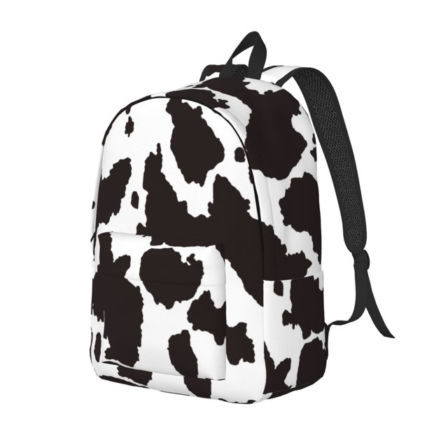 Disketp Cow Skin 2 print Canvas Backpack Lightweight Travel Daypack Student Rucksack Laptop Backpack-Small