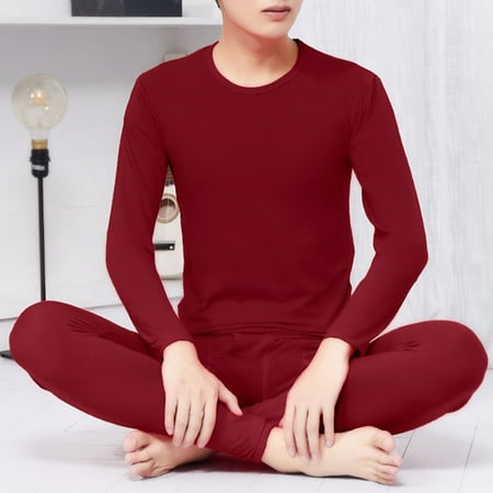 

GXSR 2Pcs/Set Men s Thermal Underwear Set Microfiber Soft Fleece Lined Long Johns Winter Warm Base Layer Top & Bottom