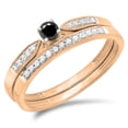 thumbnail image 1 of 0.25 Carat (ctw) 10K Rose Gold Round Black & White Diamond Ladies Bridal Engagement Ring Matching Band Wedding Set 1/4 C, 1 of 1