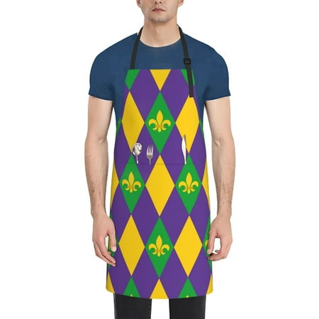 

Rateoe Mardi Gras Aprons with Pocket Men Womens Aprons Waterproof Adjustable Cooking Aprons for Kitchen Gardening and Salon