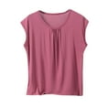 thumbnail image 1 of BLVB T-Shirts de Pyjama en Modal Ultra Doux pour Femmes, Coupe Ample, Col Ras du Cou, Hauts Décontractés de Détente, Manches Cap, T-Shirts de Nuit pour Femmes, 1 of 4