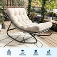 thumbnail image 6 of IdealHouse Rocking Papasan Chair 2 PCS, Outdoor Rocker Chair with Thick Waterproof Cushion, 300lbs Heavy Duty Metal Patio Rocking Chair for Garden, Porch, Nursery, Silla Mecedora para Adulto-Beige, 6 of 9