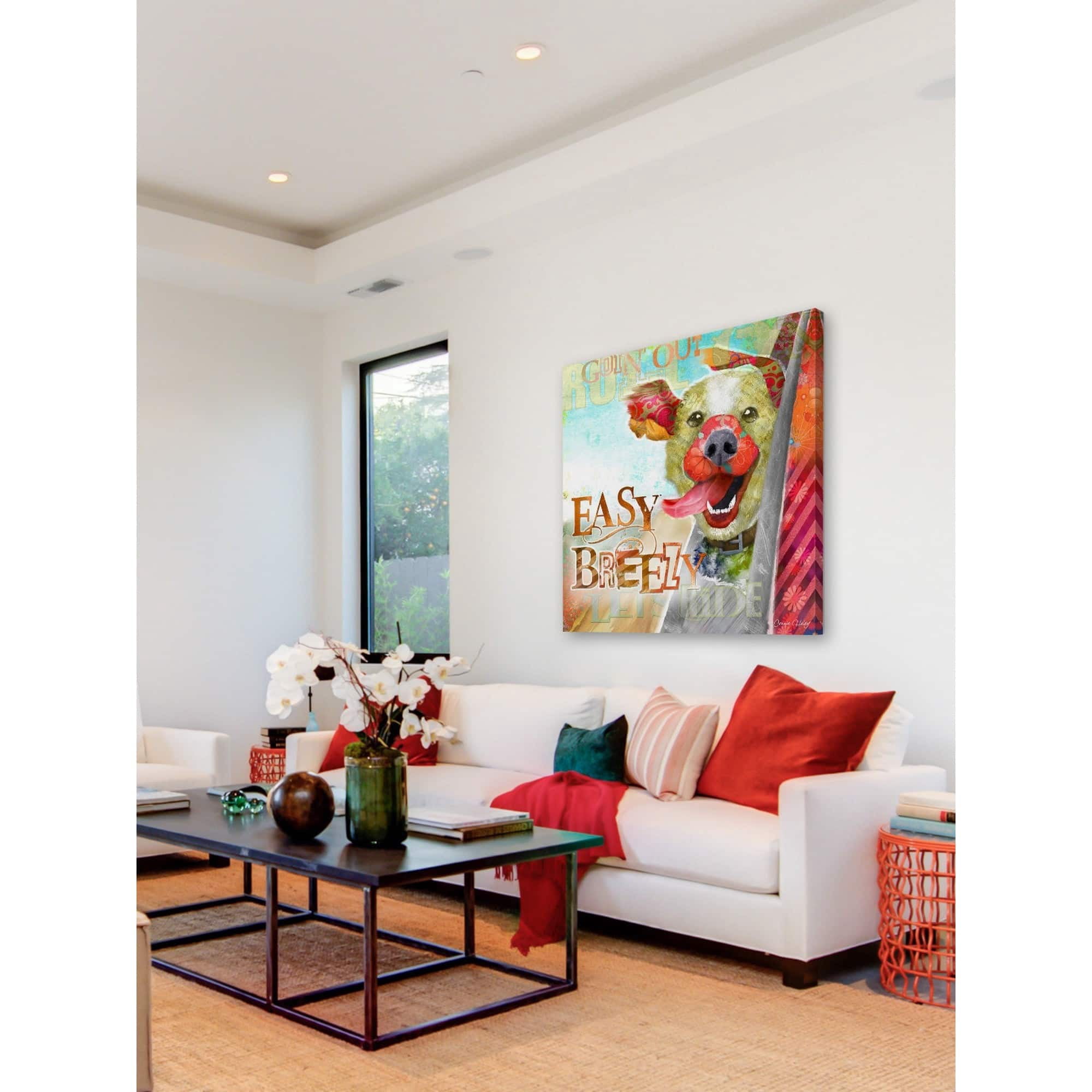 Marmont Hill - "Breezy Dog" by Connie Haley Painting Print on Wrapped Canvas