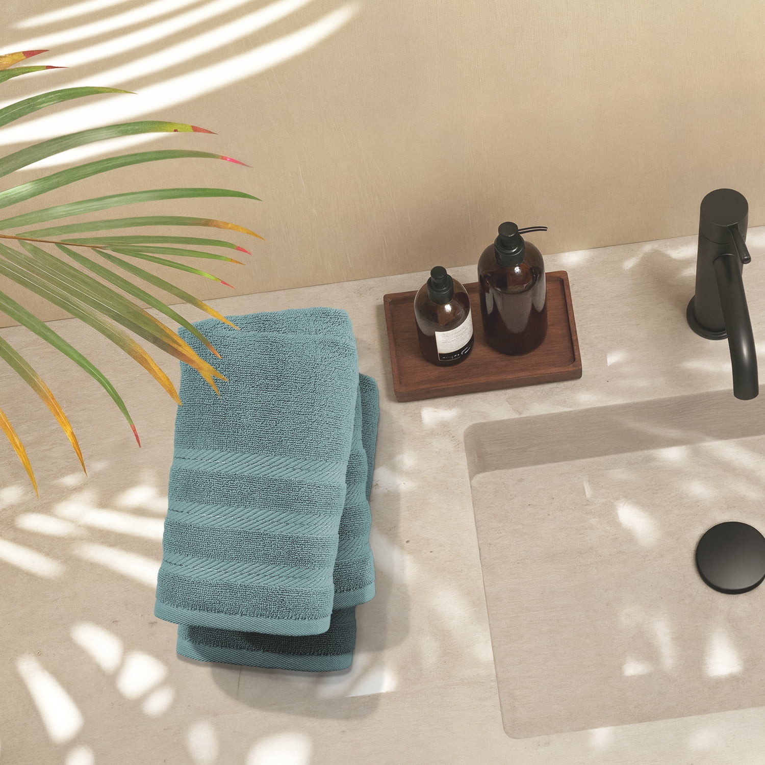 Virtu Bath Towel Sets For Bathroom 100% Ring Spun Cotton Luxury Bath Towel Set 4 Pc Highly Absorbent Towels, Teal