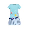thumbnail image 1 of Robe Tee-Shirt Fille Jupe à Pompons Poisson à Pois Plage Manches Courtes 8 Ans, 1 of 5