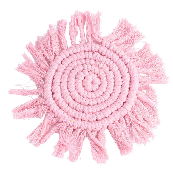Round Placemat Coaster, Crochet Coasters, Natural Woolen Yarn Coaster Fabric Coasters Cup Mat, Hand-Woven Coaster For Coffee Shop For Home Yellow,Gray,Pink,Beige