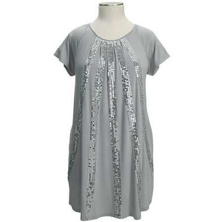 Women's Plus Sequin Jersey A-Line Tunic Dress