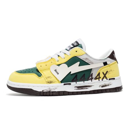 

Men‘s Color Block Sneakers Wear-resistant Non-slip Lace Up Skate Shoes