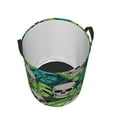 thumbnail image 3 of Fotbe Skull and Palm Leaves Laundry Basket with Handles, Waterproof Large Laundry Hamper, Wash Bag for Corner Dorm, Rolling Laundry Basket with Handles-Small, 3 of 8