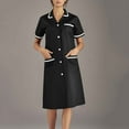 thumbnail image 2 of Yghzkop Women's V-Neck Medical Scrub Dress Healthcare Work Uniform Lapel Button Pocket Midi Dress Lightweight Stretch Nursing Dress Easy Care Solid, 2 of 6