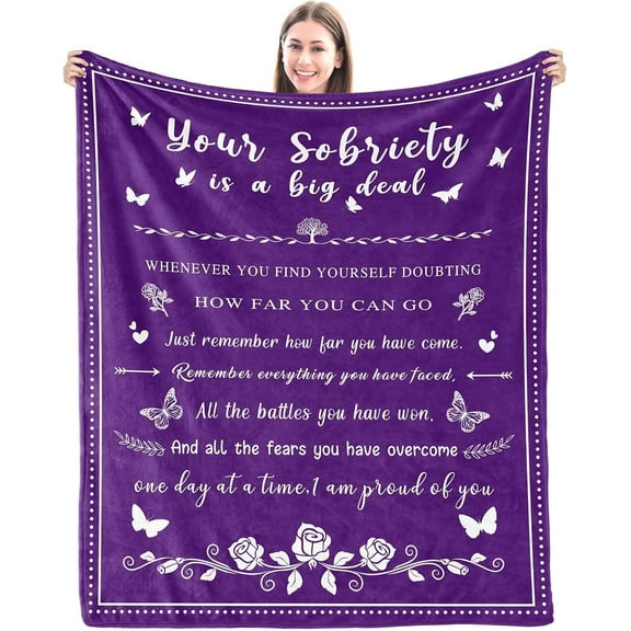 Sobriety Gifts for Women and Men, Addiction Recovery Gifts, Sober Gifts for Women, Best Sobriety Gifts, Gifts for Sobriety Friends, Sons, Coworkers, Addiction Recovery Gifts for Women 60"x 50" Blanket