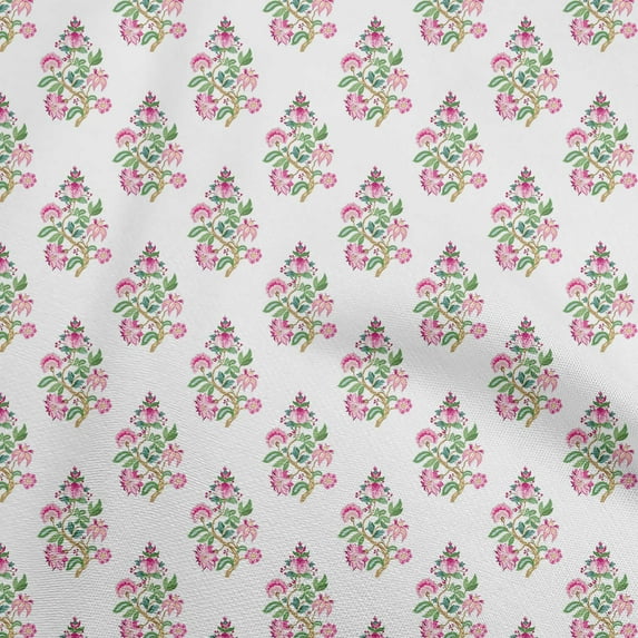 oneOone Velvet White Fabric Jacobean Floral Quilting Supplies Print Sewing Fabric By The Yard 58 Inch Wide