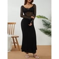 thumbnail image 4 of KOMOO Women Crochet Long Dress Mesh Hollow Knitted Dresses Casual Cutout Beach Cover Ups Dress, 4 of 9