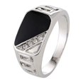 thumbnail image 1 of Anillo clásico Simple para hombre, anillos cuadrados de esmalte negro brillante, anillos de dedo para hombre, joyas de compromiso de boda, regalo de joyería de lujo, 1 of 3