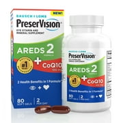PreserVision AREDS 2 Eye Vitamins with CoQ10 for Heart Health, Lutein, Zeaxanthin, Vitamin C & E, Zinc, Copper, 80 Softgels