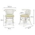 thumbnail image 4 of SK New Interiors Dining Furniture Borneo Set of 2 Natural Rattan Chairs w/Cream Cushion and Oval Table w/Glass, White, 4 of 7