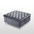 thumbnail image 4 of Posh Living Joshua Velours Bouton Touffeté Carré Rangement Pouf Table Basse Gris, 4 of 8