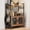Large, variant on Coffee Bar Cabinet, 3 Tier Coffee Station Table on Wheels, 35.9" H Bar Cart with Wire Basket Drawer & 5 Hooks for Home Kitchen, Liquor Buffet Sideboard Cabinet (Rustic Brown)
