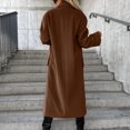 thumbnail image 4 of Gibobby Women's Winter Outerwear Overcoat Peter Pan Collar Mid-thigh A-line Single Breasted Pea Coat(Coffee,M), 4 of 6