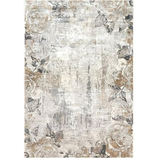 Dynamic Rugs BS466515900 3 ft. 6 in. x 5 ft. 6 in. Blossom 6515 Rectangle Transitional Area Rug - 900 Cream & Grey