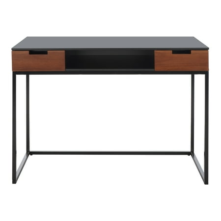 SAFAVIEH Vance Modern 2 Drawer 1 Shelf Desk Brown/Black (42 in. W x 20 in. D x 30 in. H)