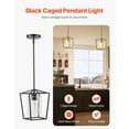 thumbnail image 3 of Iron Cage Pendant Lighting - Black Glass Shade Hanging Light Fixture for Farmhouse & Modern Decor, 3 of 11