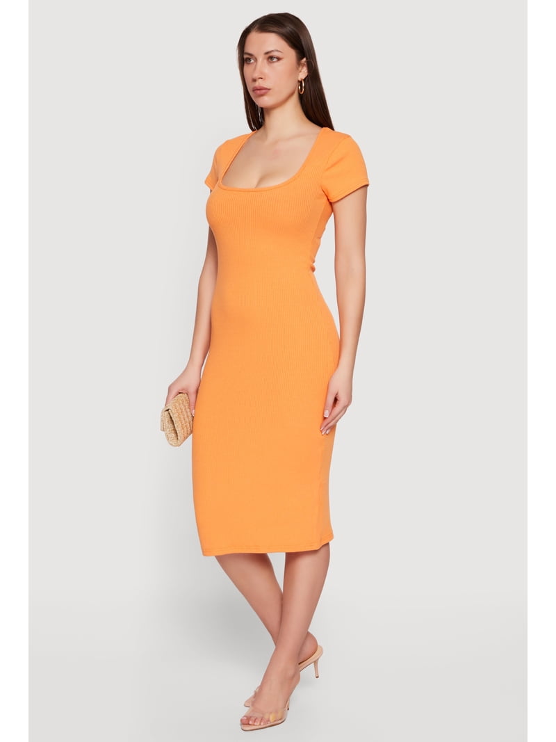 fitted rib-knit square-neck midi dress for women Knit Maxi Dress Square Neck Fitted