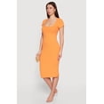 thumbnail image 2 of Women's Rib Knit Short Sleeve Square Neck Midi Dress, 2 of 3