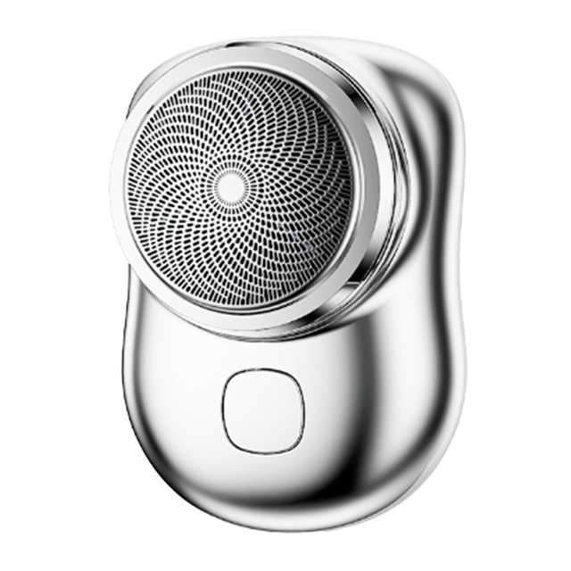 Recortador de barba portátil, compacto y recargable para hombre, mini recortador de bolsillo plateado