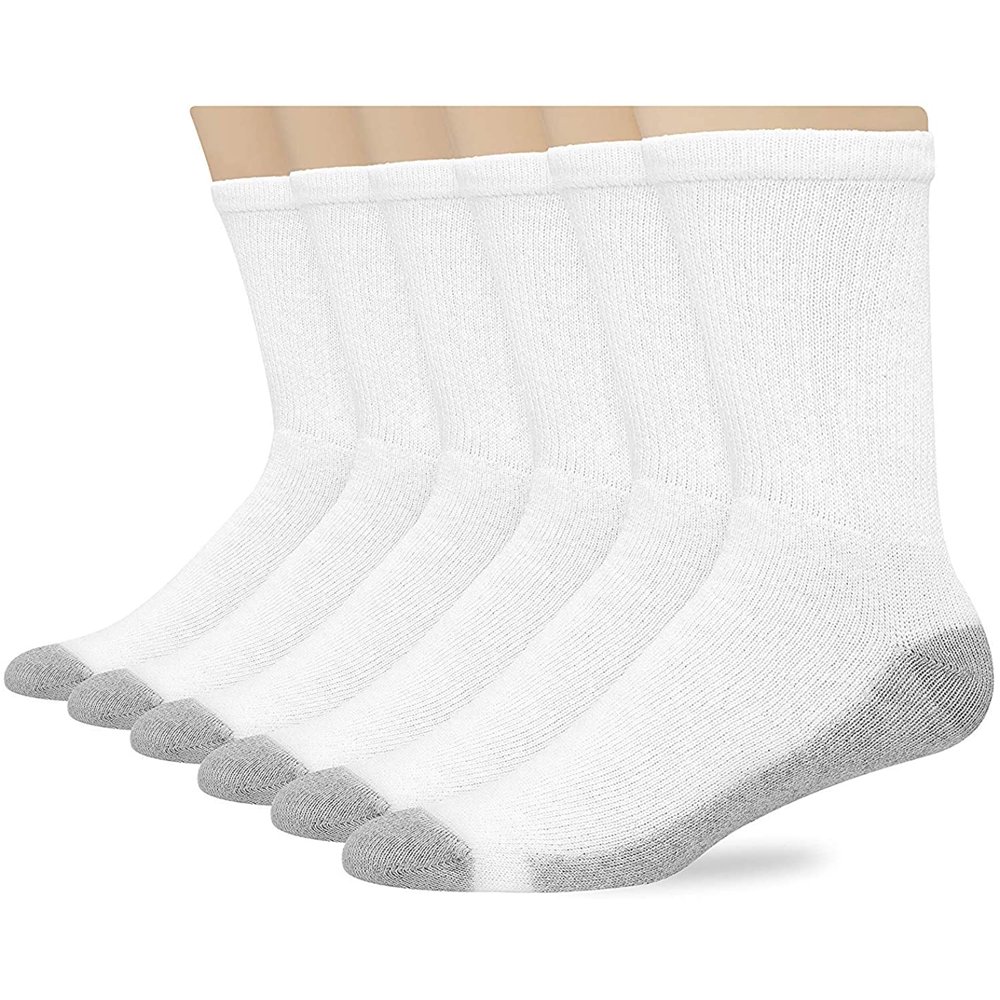Hanes Men's FreshIQ Cushion Crew Socks,10 Pack,White,Size 612
