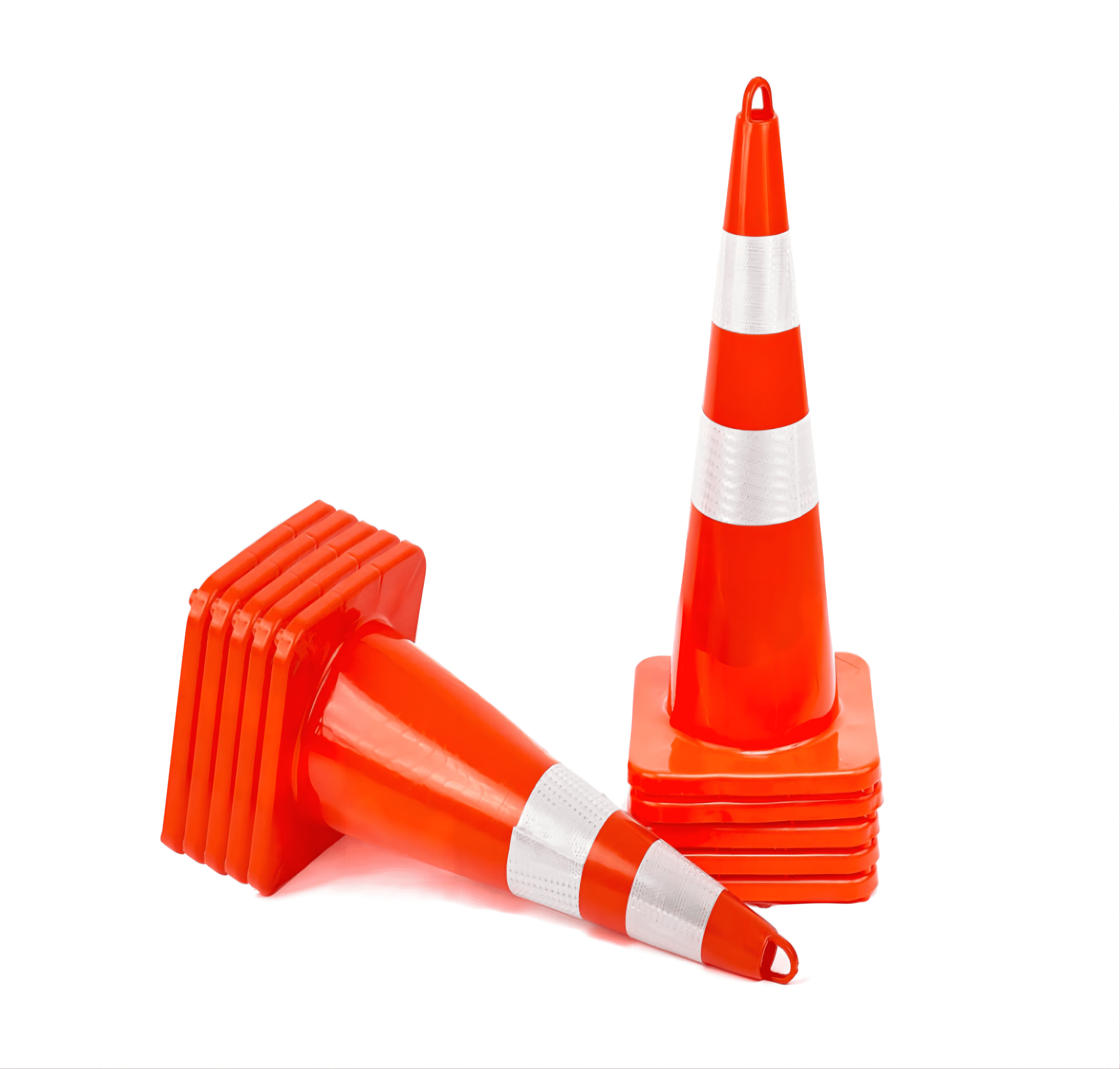 10 Pack Traffic Safety Cones, 27.5 Inch Orange PVC Road Parking Cones