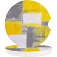 thumbnail image 1 of FMSHPON Geometric Abstract Oil Painting Style Yellow Set of 6 Car Coaster for Drinks, Absorbent Ceramic Stone Coasters Cup Mat with Cork Base for Home Kitchen Room Coffee Table Bar Decor, 1 of 5