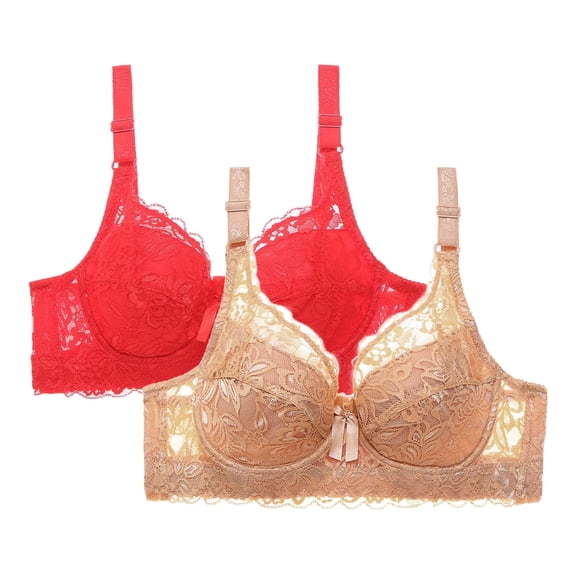 Full Coverage Bras for Women 2Pc Women Leopard-Print Front Buckles Underwear No Steel Close Bra Beige 3Xl