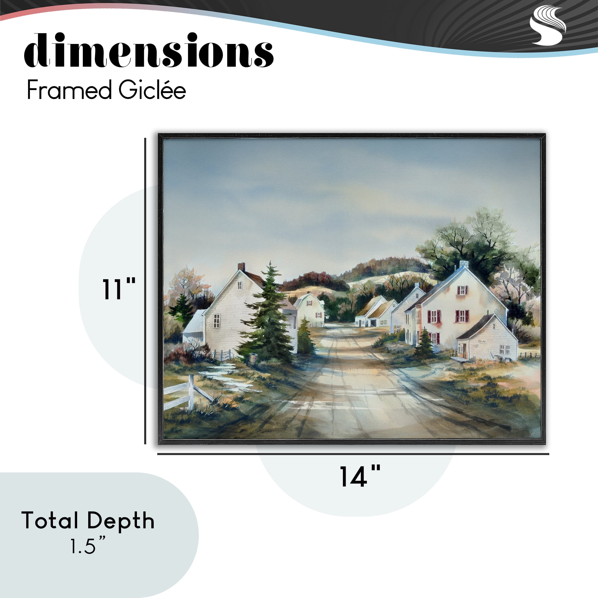 Stupell Industries Tranquil Village Road & Houses Black Framed Giclee Art, design by Owen Wexler