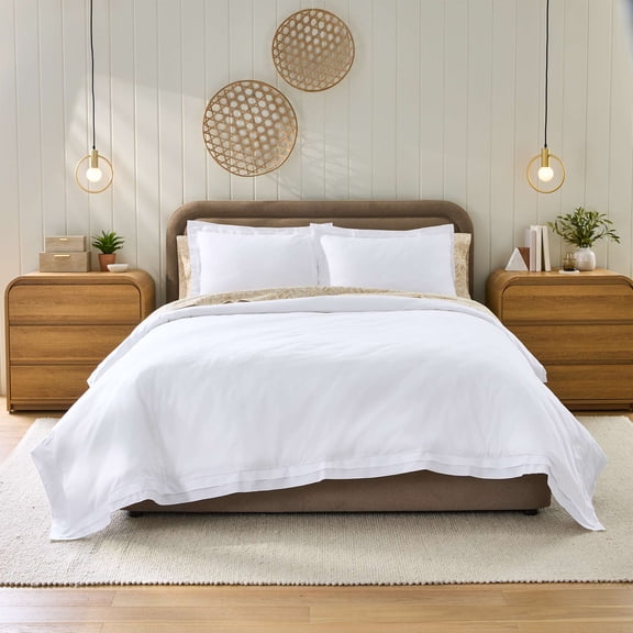 Better Homes & Gardens 3-Piece Arctic White Cotton Percale Duvet Cover Set, Full/Queen