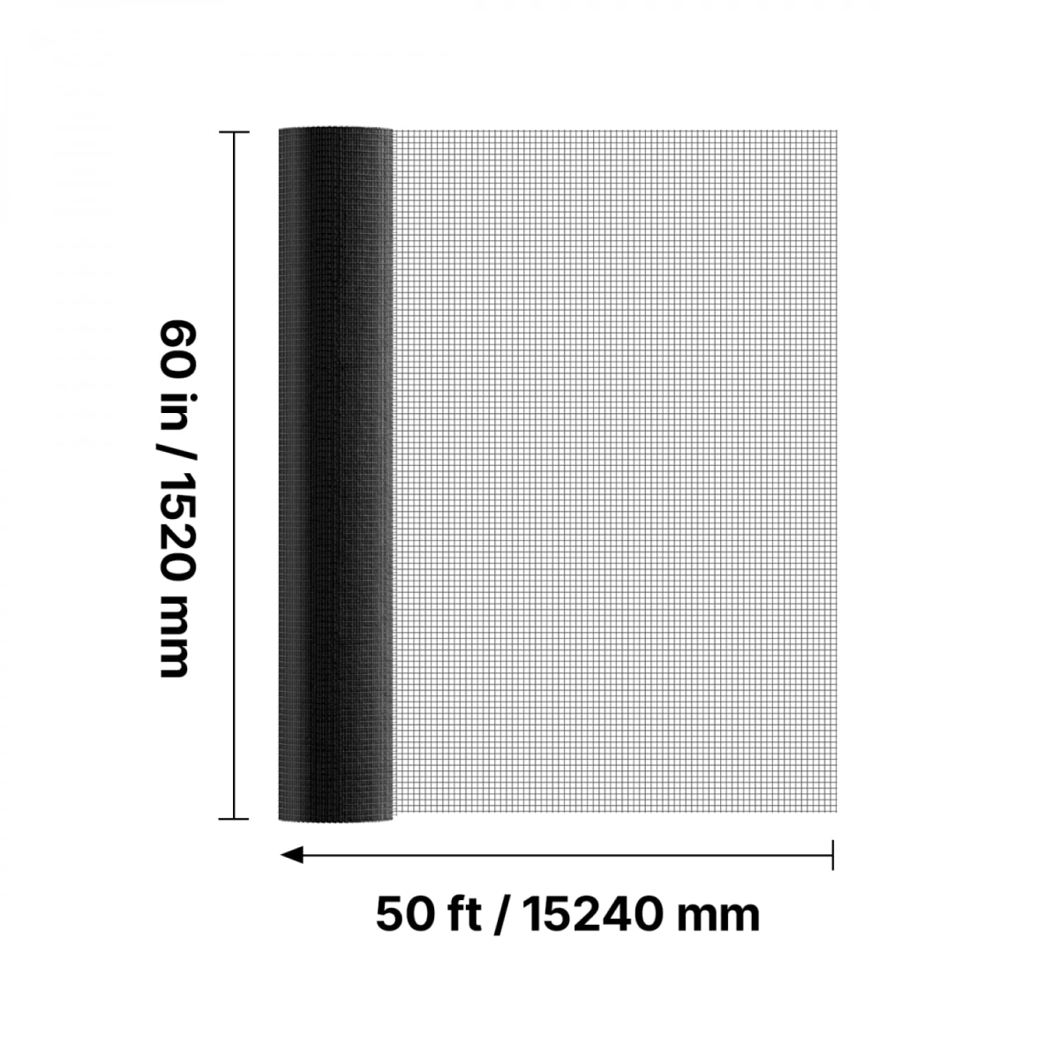 TENGDA 60in x 50ft Hardware Cloth 1/2in 19 Gauge Galvanized Wire Mesh Black Vinyl Coated Chicken Wire Fencing for Garden  Rabbit Cage Snake Fence