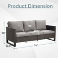 thumbnail image 3 of Bellefurn Outdoor 3 Seats Patio Sofa,All-Weather Wicker Deep Seat Outdoor Couch with Removable Cushions for Porch, Backyard, Balcony, Deck, 3 of 7