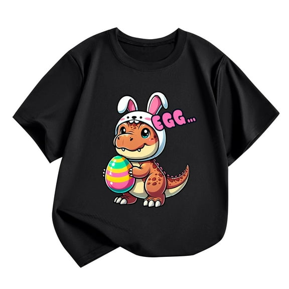 YABCSAZ Baby Boys Girls Easter Tops for Short Sleeve Dinosaurs & Eggs Tops Summer Casual Crewneck Tee Shirt Kids Loose Tops Soft Comfy Shirts Toddler Outfits Size 5 T