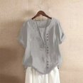 thumbnail image 2 of Women's Plus Size Linen Tunic Top Casual Boho Blouse Loose Fit Breathable Comfortable Summer T-Shirt, 2 of 2