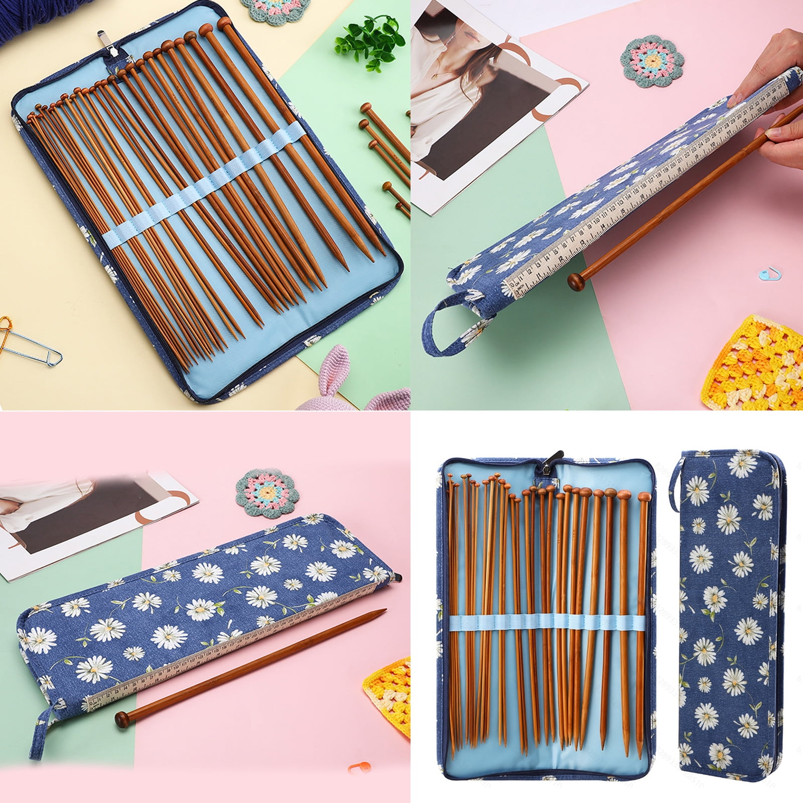 Carbonized Knitting Needle 35cm With Compact Travel Case For Crafting