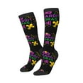 thumbnail image 2 of Fotbe Mardi Gras with Flamingo print Women's Men's Novelty Crew Socks Cotton Socks Knee High Socks for Walking,Running,Nurses,Pregnancy, 2 of 9