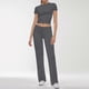thumbnail image 2 of Conjunto de 2 piezas para mujer: top corto de manga corta y pantalones rectos, estilo deportivo informal, tallas reales para primavera/verano, 2 of 6