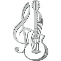 Guitar Metal Wall Decor Silver Music Metal Wall Art Hanging Ornament Iron Music Note Wall Decoration Sculpture Wall Decor for Modern Farmhouse Rustic Home Living Bathroom 12 x 6.8Inch for DIY
