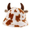 thumbnail image 1 of Warm Hat Cow Texture All-match Flannel Unisex Plush Bucket Hat for Outdoor, 1 of 10