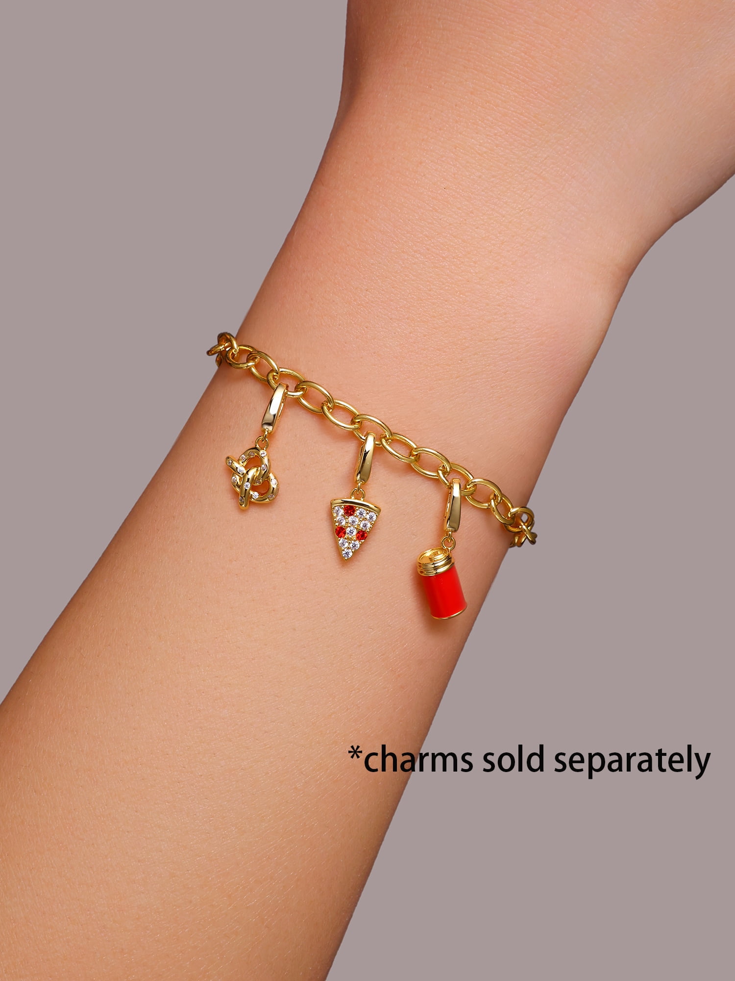 Brilliance Fine Jewelry Cable Bracelet for Charms in 14KT Gold Plated Sterling Silver
